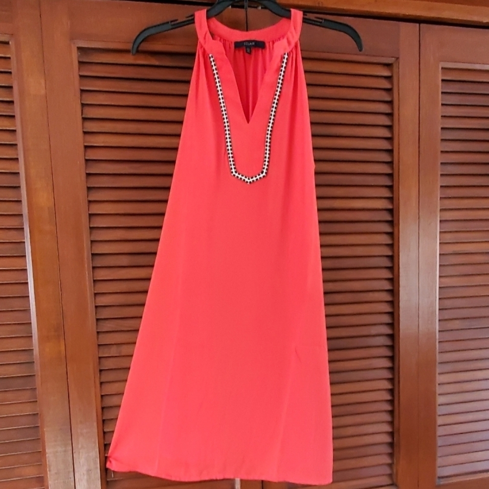 Eclair Sleeveless Dress with Beaded Neckline